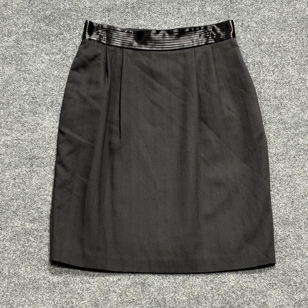 Vintage Norton McNaughton Skirt Womens 14 Black Twill Knee Length Pencil Lined